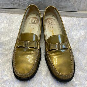 Ferragamo Sport Italy Gold Patent Driving Shoes 9